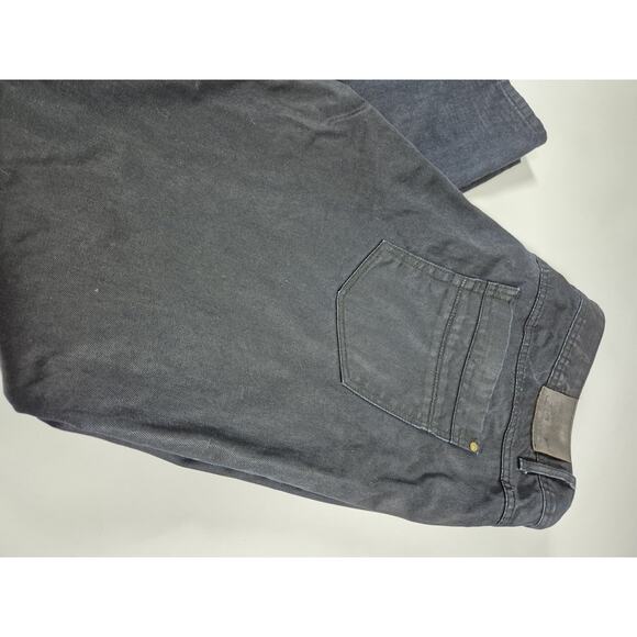 A Tiziano Black Jeans Men's Loose Hip Hop Baggy Leather Flap Pockets Size 48×33 - Picture 3 of 10